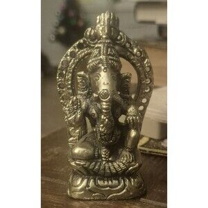 Brass Ganesh Figurine 3.5 Inches
